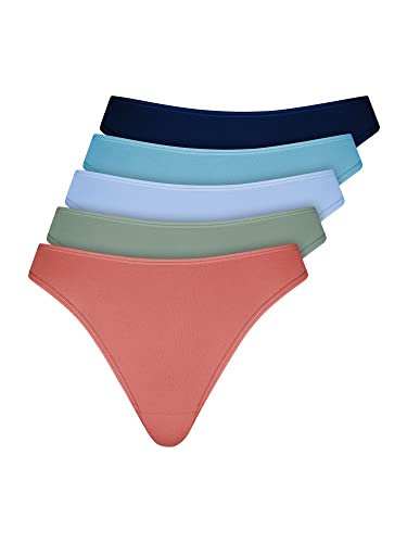 Nur Die 5er Pack String Tanga Mehrfarbig aus Baumwolle Stretch Unterwäsche Unterhosen Basic Mehrpack Damen von Nur Die