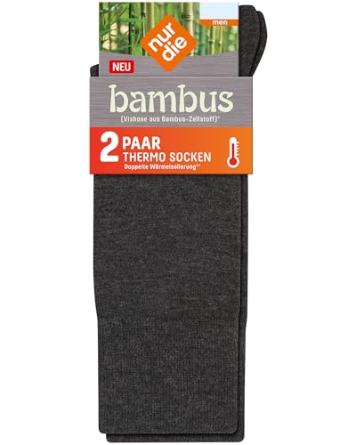 Nur Die Bambus Thermo Socke dicke warme weiche Wintersocke Thermosocke atmungsaktiv Herren, anthrazitmel., 39-42 von Nur Die