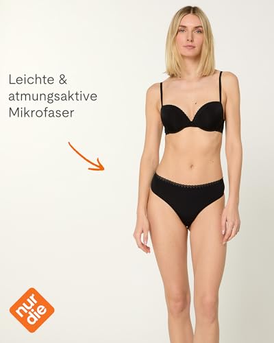 Nur Die Daily Micro String Tanga aus Mikrofaser Seamless Unterwäsche mit Spitze, unsichtbar unter Kleidung weicher Slip Damen von Nur Die