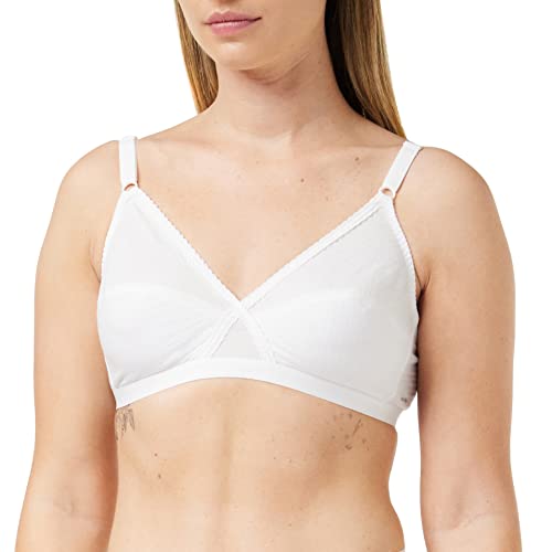 Nur Die Komfort BH bügelloser Softcup-BH Bra weich bequem mit Spitze Kreuzschnitt-Technologie für starken Halt Damen, weiß, 85D von Nur Die