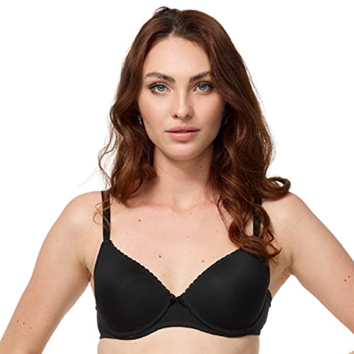 Nur Die Traumweich Bügel-BH besonders weiche Modal-Faser gepaddete Cups für einen natürlichen Push-Up-Effekt zarte Spitze Damen, schwarz, 80C von Nur Die