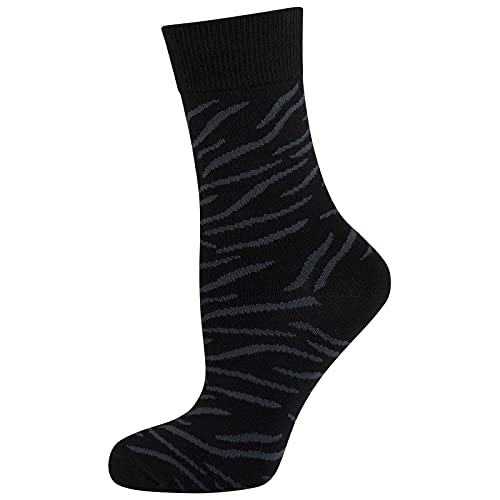 Nur Die Damen"Classic Baumwolle Gemustert 2er Pack" Socken, Animal Schwarz, 38 EU von Nur Die