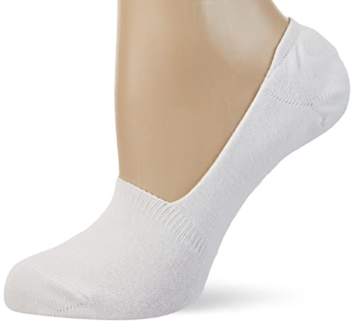 Nur Die 2er Pack Füssling aus Baumwolle unsichtbare kurze Socken rutschfest mit Silikon an der Ferse Damen, weiß, 39-42 von Nur Die