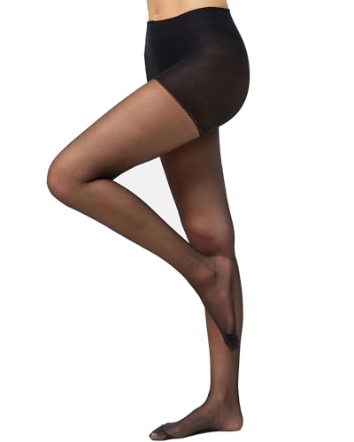 Nur Die Wie eine zweite Haut - Ohne Bund Strumpfhose 20 DEN transparente Fein-Strumpfhose ohne Bund seidig matte Optik Damen, schwarz, S von Nur Die