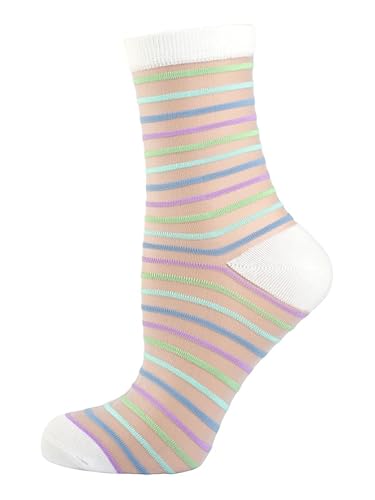 Nur Die Damen Freizeitsocken 1-Pack Trendsöckchen Söckchen Füßlinge Transparent modernes Design angenehme Passform - blau/mint Ringel - Größe 39-42 Nur Die Damen Freizeitsocken 1-Pack Trendsöckchen Söckchen Füßlinge Transparent modernes Design angenehme Passform - blau/mint Ringel - Größe 39-42 von Nur Die