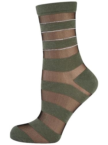 Nur Die Damen Freizeitsocken 1-Pack Trendsöckchen Söckchen Füßlinge Transparent modernes Design angenehme Passform - khaki Streifen - Größe 39-42 Nur Die Damen Freizeitsocken 1-Pack Trendsöckchen Söckchen Füßlinge Transparent modernes Design angenehme Passform - khaki Streifen - Größe 39-42 von Nur Die