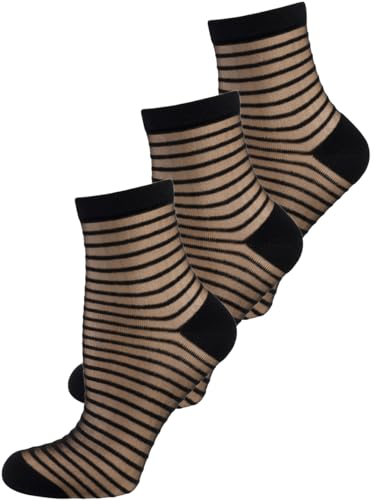 Nur Die Damen Freizeitsocken 3-Pack Trendsöckchen Söckchen Füßlinge Transparent modernes Design angenehme Passform - schwarz Streifen - Größe 35-38 Nur Die Damen Freizeitsocken 3-Pack Trendsöckchen Söckchen Füßlinge Transparent modernes Design angenehme Passform - schwarz Streifen - Größe 35-38 von NUR DIE