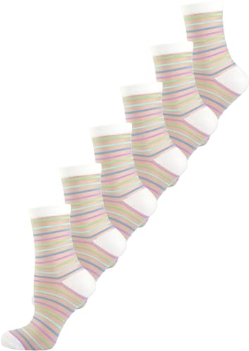 Nur Die Damen Freizeitsocken 6-Pack Trendsöckchen Söckchen Füßlinge Transparent modernes Design angenehme Passform - blau/mint Ringel - Größe 39-42 Nur Die Damen Freizeitsocken 6-Pack Trendsöckchen Söckchen Füßlinge Transparent modernes Design angenehme Passform - blau/mint Ringel - Größe 39-42 von Nur Die