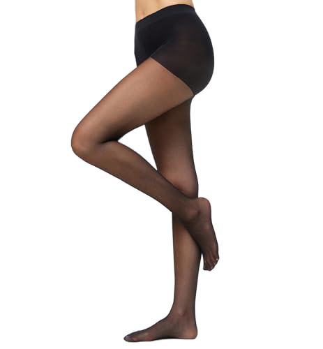Nur Die Goodbye Laufmaschen 20 DEN Strumpfhose verhindert Laufmaschen transparente Fein-Strumpfhose matte Optik Damen, schwarz, L von Nur Die