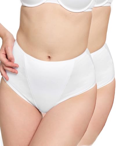 Nur Die 2er Pack Formslip Cotton aus Baumwolle mit Shaping-Effekt Taillenslip Highwaist Unterwäsche Unterhosen Stetch Damen, weiß, S von Nur Die