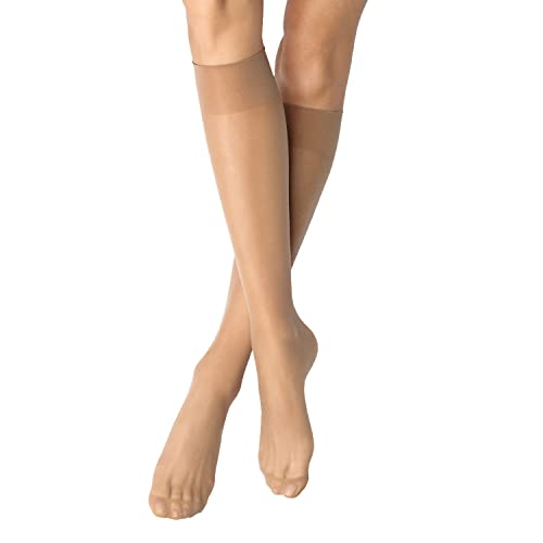 Nur Die 2er Pack Knie 20 DEN transparente Nylon Fein-Kniestrümpfe matt breiter Komfortbund Damen von Nur Die