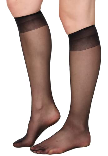 Nur Die 2er Pack Knie 20 DEN transparente Nylon Fein-Kniestrümpfe matt breiter Komfortbund Damen von Nur Die