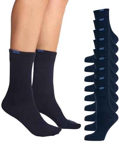 Nur Die 9er Pack Passt Perfekt Socken atmungsaktive Baumwolle einfarbig Komfortbund ohne drückende Naht Damen, maritim, 39-42 von Nur Die