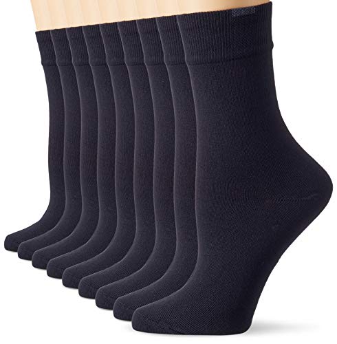 Nur Die 9er Pack Passt Perfekt Socken atmungsaktive Baumwolle einfarbig Komfortbund ohne drückende Naht Damen, maritim, 35-38 von Nur Die