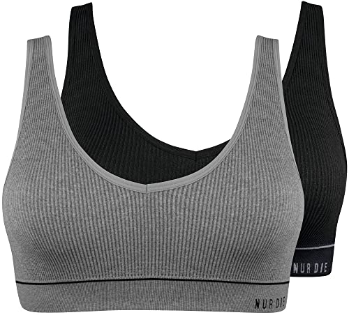 Nur Die 2er Pack Retro Bustier sportlich ohne Bügel bügelloser BH Bra Unterwäsche Damen von Nur Die