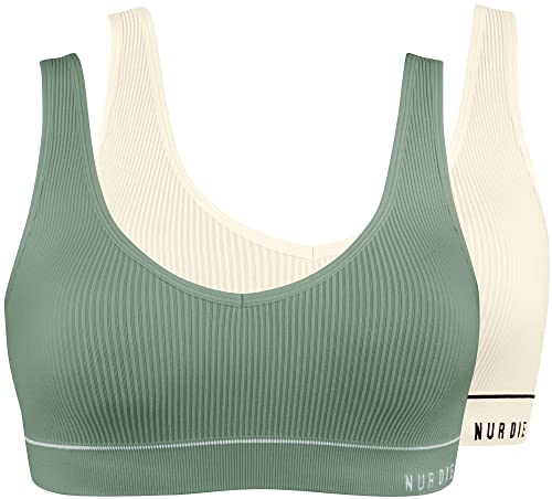 Nur Die 2er Pack Retro Bustier sportlich ohne Bügel bügelloser BH Bra Unterwäsche Damen von Nur Die