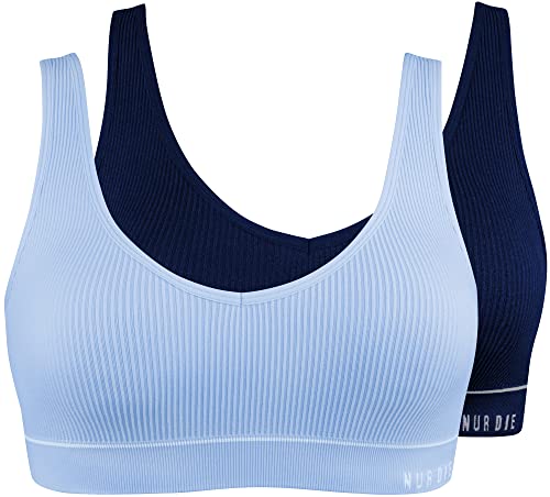 Nur Die Damen Retro Bustier 2er Pack Unterw sche, Marine/Hellblau, 36-38 EU von Nur Die