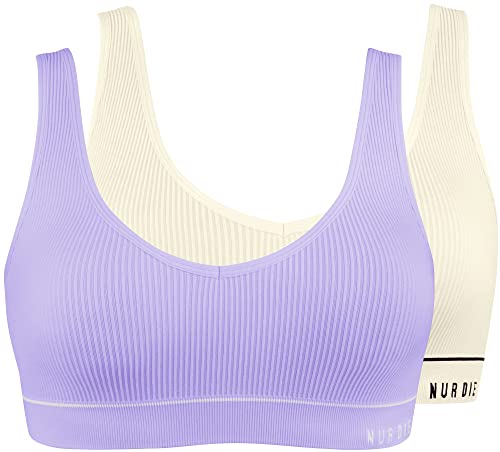 Nur Die 2er Pack Retro Bustier sportlich ohne Bügel bügelloser BH Bra Unterwäsche Damen von Nur Die