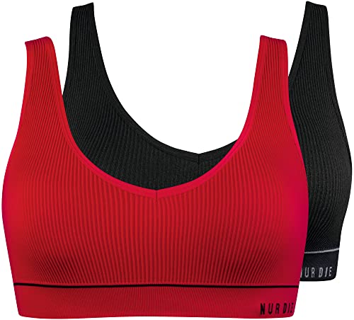 Nur Die Damen Retro Bustier 2er Pack Unterw sche, Rot/Schwarz, 36-38 EU von Nur Die