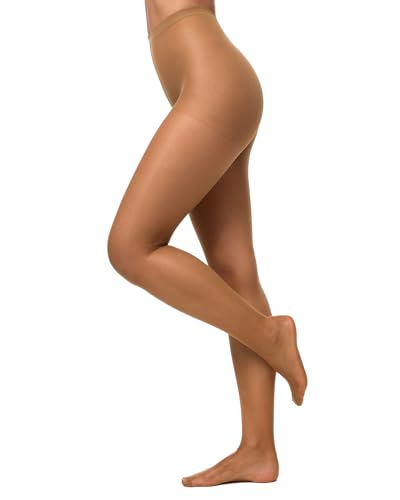 Nur Die Damen Seidenfein 15 DEN Feinstrumpfhose transparent seidig glänzende Optik Komfortbund Strumpfhose Damen Strumpfhosen bronze L von Nur Die