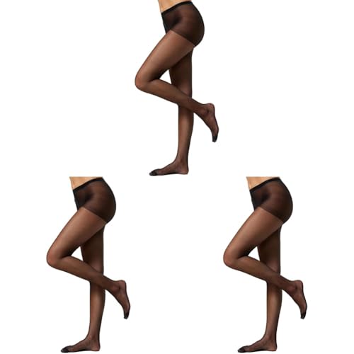 Nur Die Damen Seidenfein 15 DEN Große Größen Fein-Strumpfhose seidig glänzende Optik Komfortbund Nylon Strumpfhosen schwarz XL von Nur Die