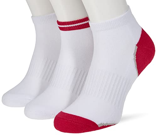 Nur Die 3er Pack Sport Sneaker aus atmungsaktiver Baumwolle kurze Sportsocken mit gepolsterter Sohle Damen, weiß/pink, 39-42 von Nur Die