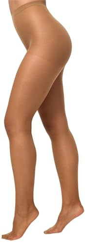 Nur Die Damen 3er Pack Seidenfein 15 DEN Fein-Strumpfhose seidig glänzende Optik Komfortbund reißfest transparent Strumpfhosen bronze S von Nur Die