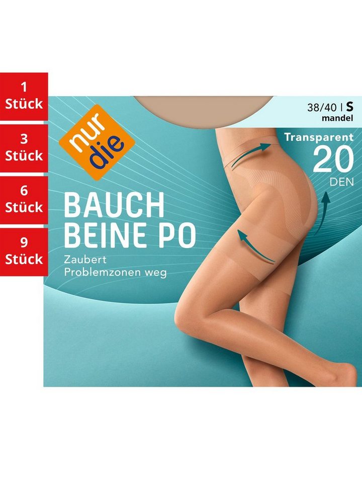 Nur Die Feinstrumpfhose Bauch-Beine-Po 20 DEN Damen (1er/3er/6er/9er Pack 1 St) nylon transparent Fein-strumpfhose durchsichtig frauen multi-pack von Nur Die