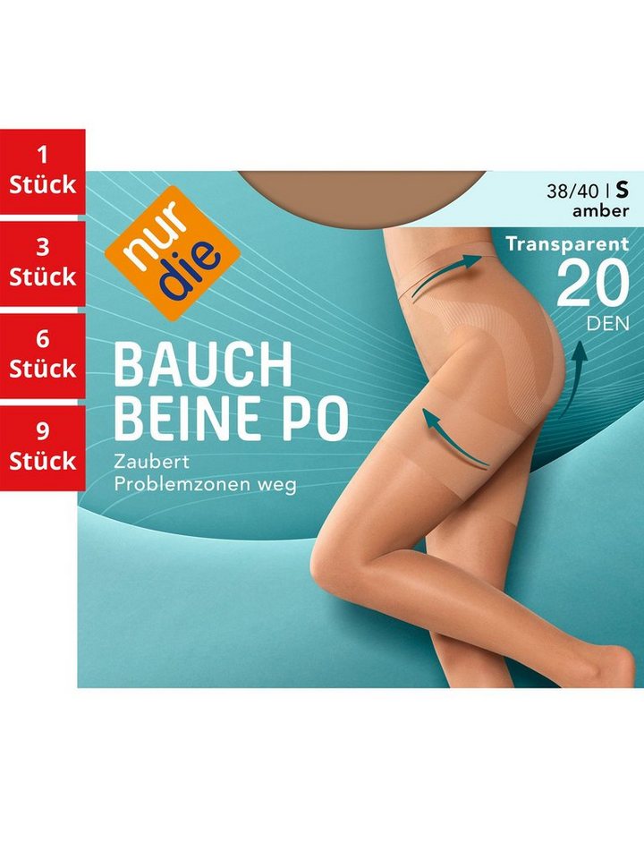 Nur Die Feinstrumpfhose Bauch-Beine-Po 20 DEN Damen (1er/3er/6er/9er Pack 1 St) nylon transparent Fein-strumpfhose durchsichtig frauen multi-pack von Nur Die