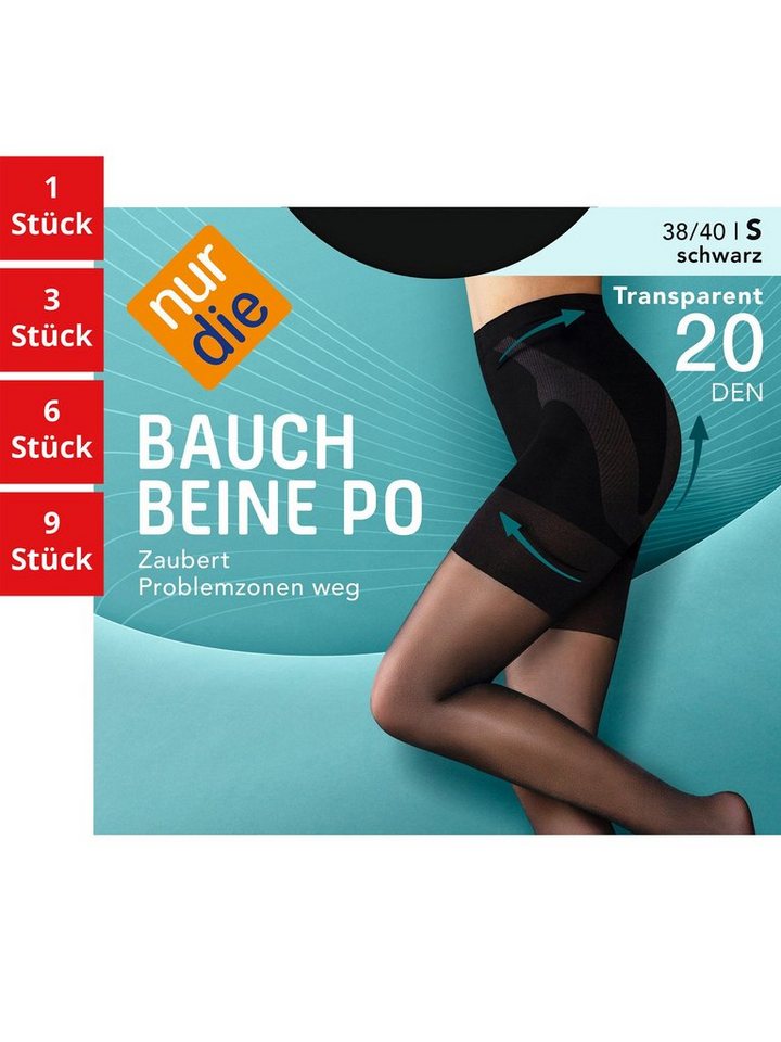 Nur Die Feinstrumpfhose Bauch-Beine-Po 20 DEN Damen (1er/3er/6er/9er Pack 1 St) nylon transparent Fein-strumpfhose durchsichtig frauen multi-pack von Nur Die