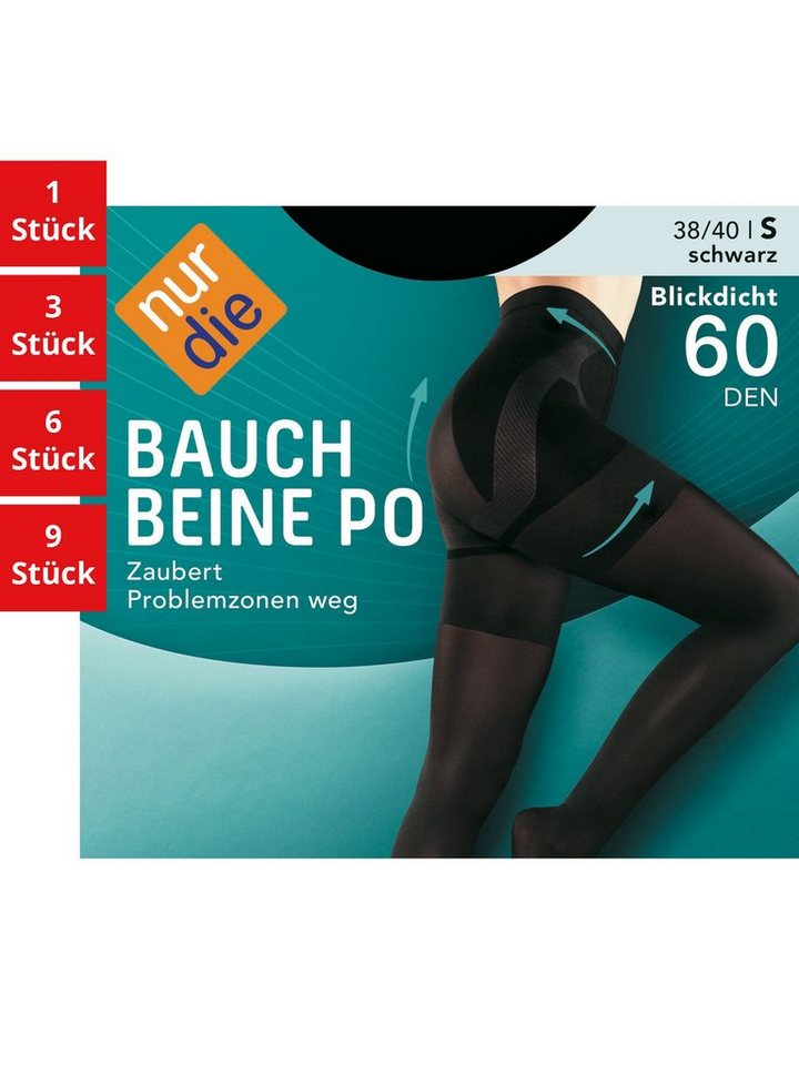 Nur Die Feinstrumpfhose Bauch-Beine-Po 60 DEN Damen (1er/3er/6er/9er Pack 1 St) nylon transparent Fein-strumpfhose frauen multi-pack shapewear shape von Nur Die