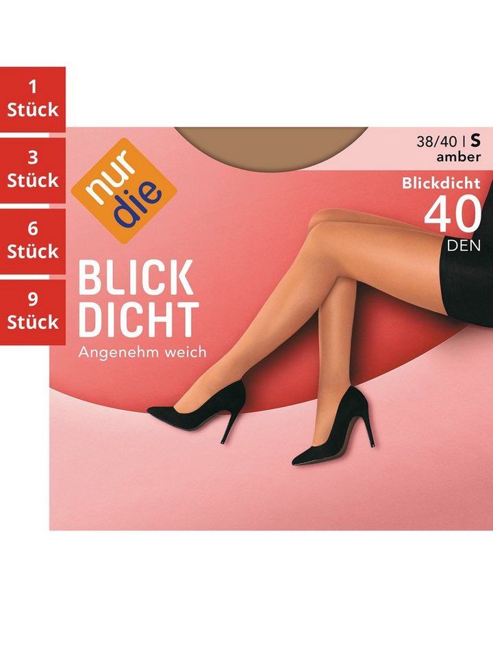 Nur Die Feinstrumpfhose Blickdicht 40 DEN Damen (1er/3er/6er/9er Pack 1 St) nylon blickdicht opaque Fein-strumpfhose frauen multi-pack elastikbund von Nur Die