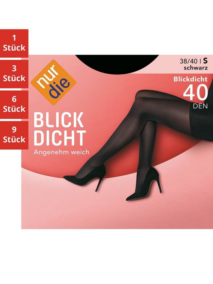 Nur Die Feinstrumpfhose Blickdicht 40 DEN Damen (1er/3er/6er/9er Pack 1 St) nylon blickdicht opaque Fein-strumpfhose frauen multi-pack elastikbund von Nur Die