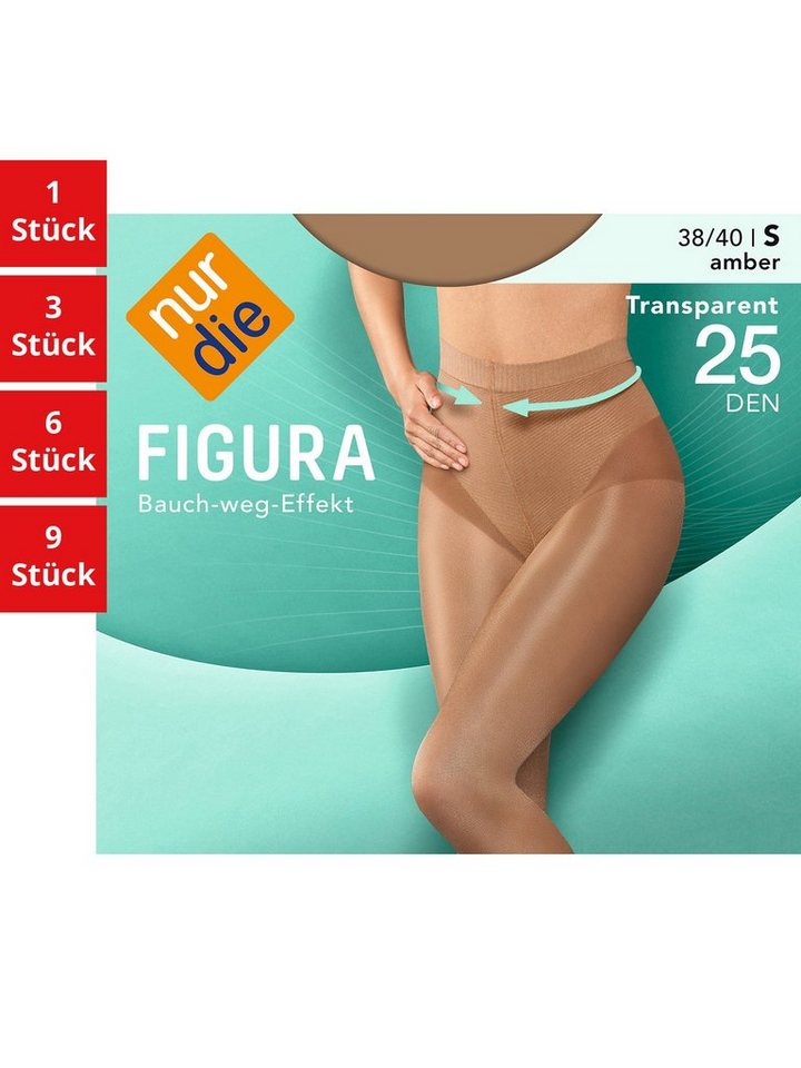 Nur Die Feinstrumpfhose Figura 25 DEN Damen (1er/3er/6er/9er Pack 1 St) nylon transparent strumpfhose durchsichtig frauen multi shape glossy von Nur Die