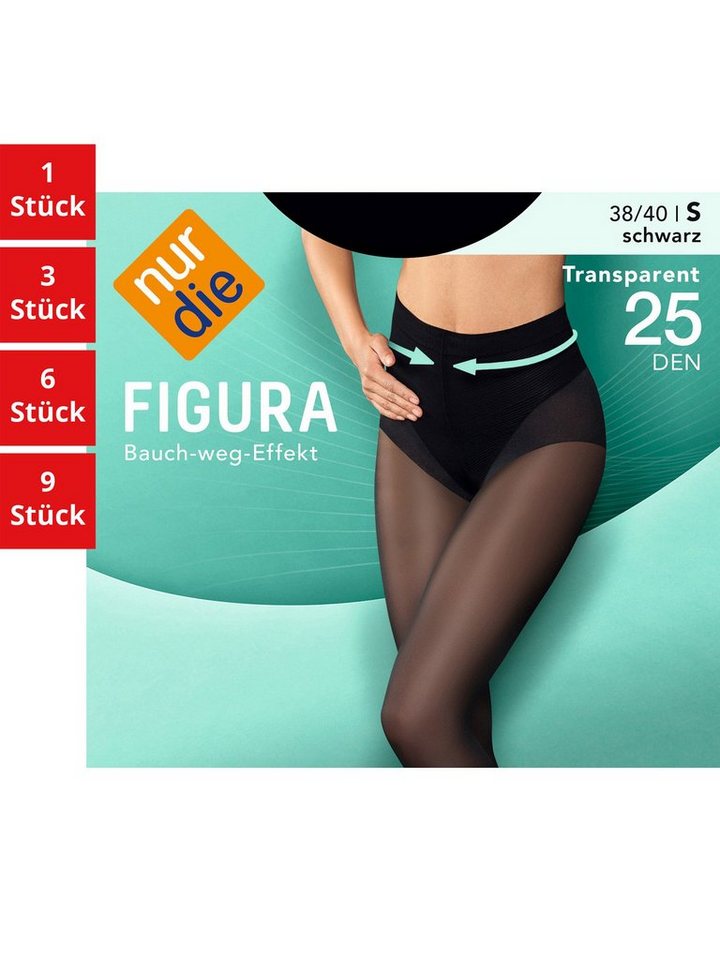 Nur Die Feinstrumpfhose Figura 25 DEN Damen (1er/3er/6er/9er Pack 3 St) nylon transparent strumpfhose durchsichtig frauen multi shape glossy von Nur Die