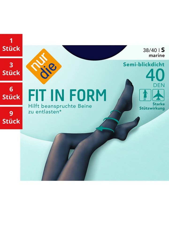 Nur Die Feinstrumpfhose Fit in Form 40 DEN Damen (1er/3er/6er/9er Pack 1 St) nylon semi-transparent Fein-strumpfhose durchsichtig frauen multipack von Nur Die