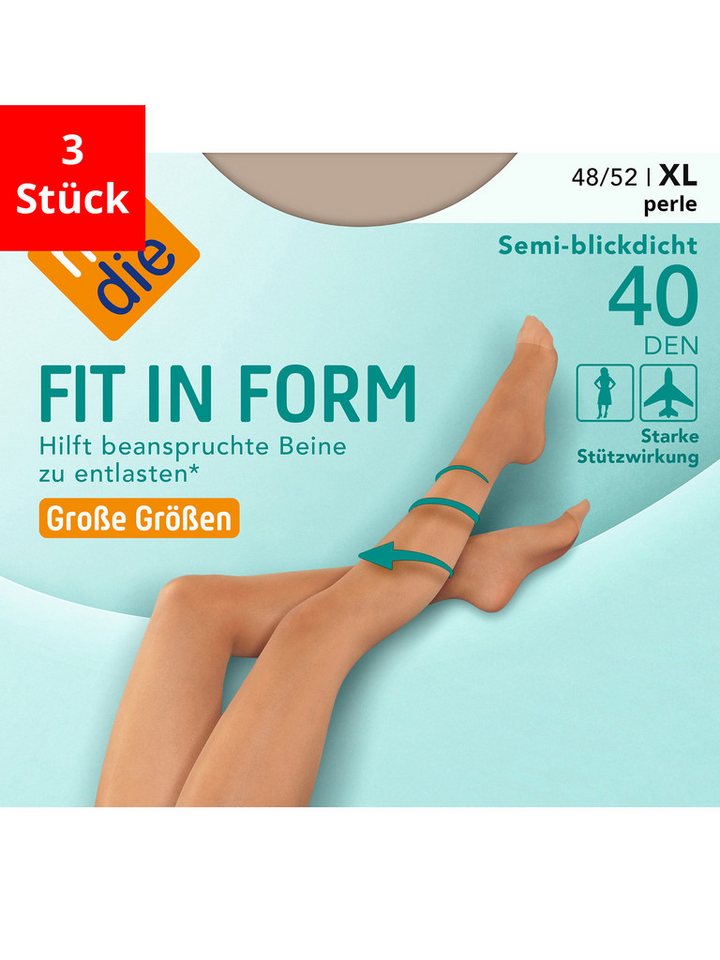 Nur Die Feinstrumpfhose Fit in Form Große Größen 40 DEN (3 St) von Nur Die
