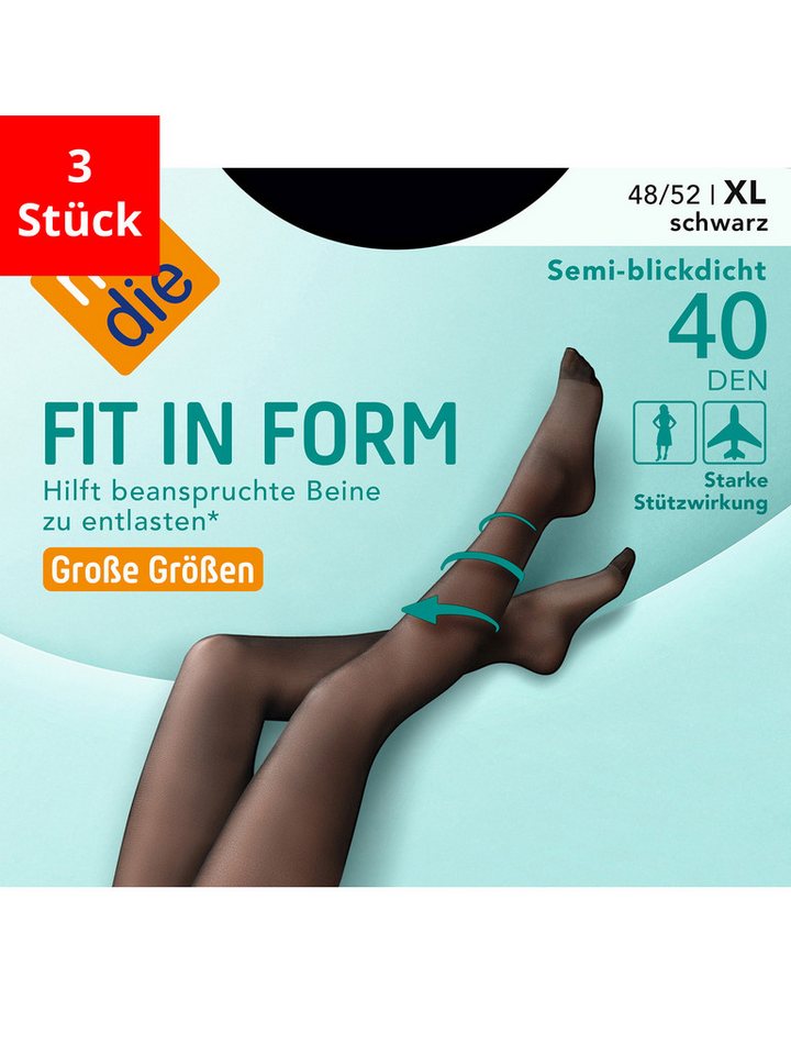 Nur Die Feinstrumpfhose Fit in Form Große Größen 40 DEN (3 St) von Nur Die