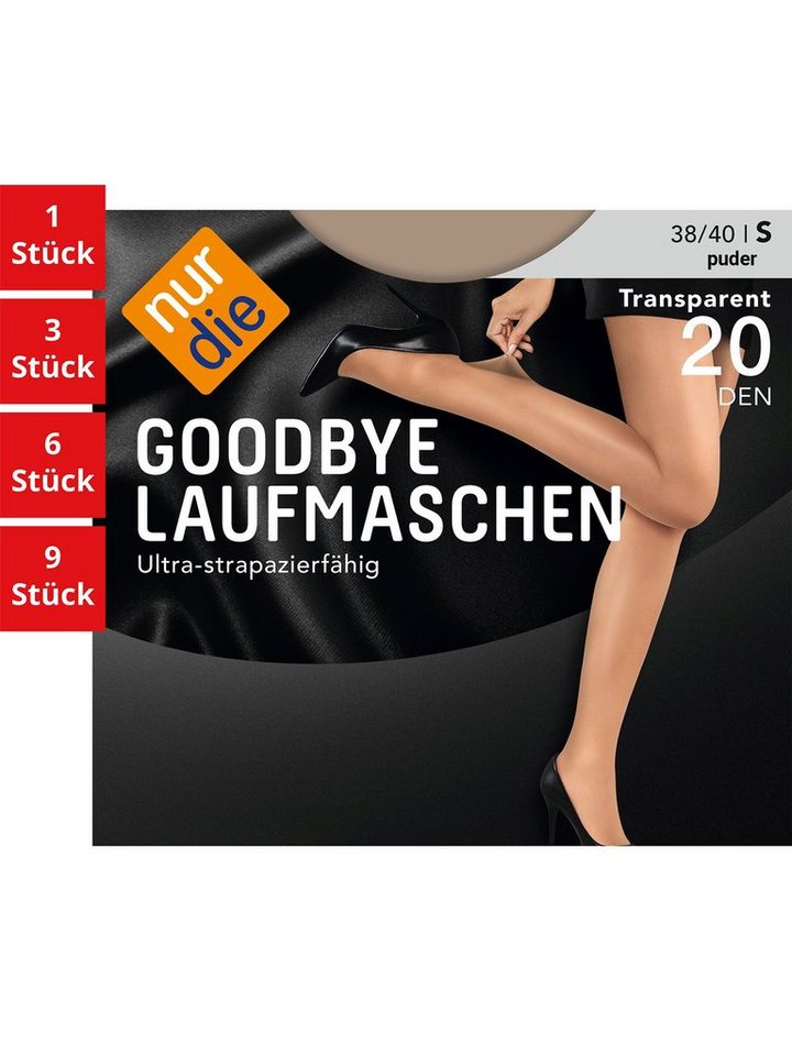 Nur Die Feinstrumpfhose Goodbye Laufmaschen 20 DEN Damen (1er/3er/6er/9er Pack 3 St) Transparent strapazierfähig haltbar Frauen Damen Multipack von Nur Die