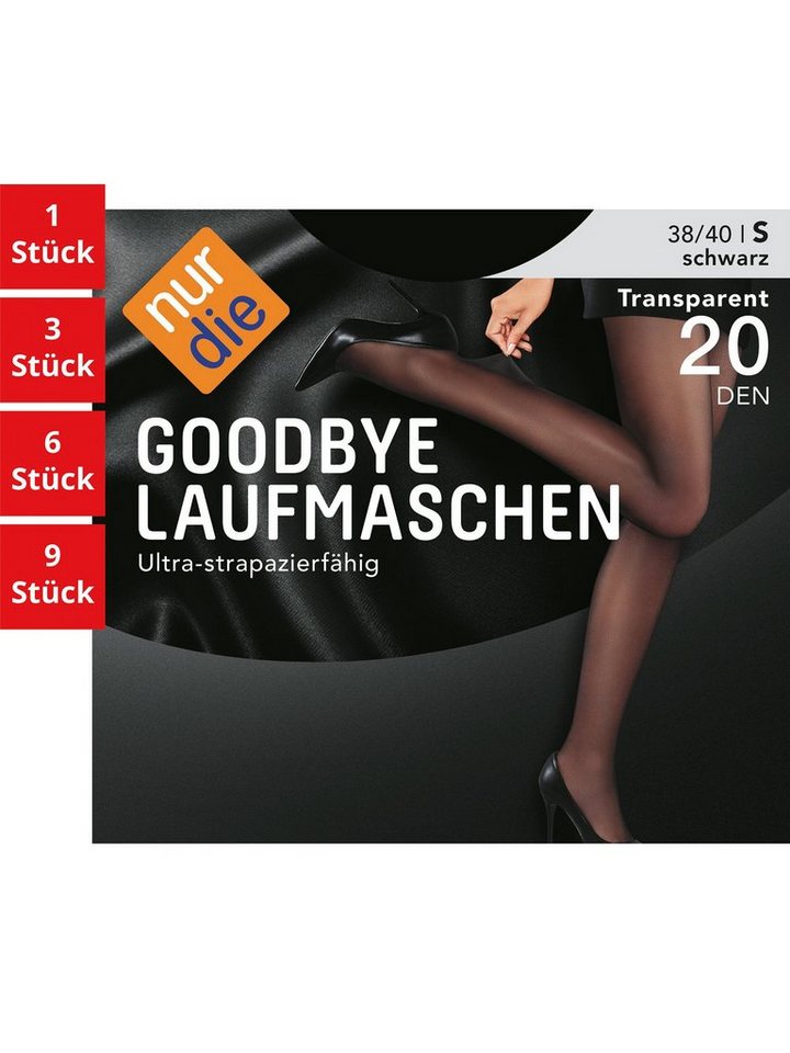 Nur Die Feinstrumpfhose Goodbye Laufmaschen 20 DEN Damen (1er/3er/6er/9er Pack 6 St) Transparent strapazierfähig haltbar Frauen Damen Multipack von Nur Die