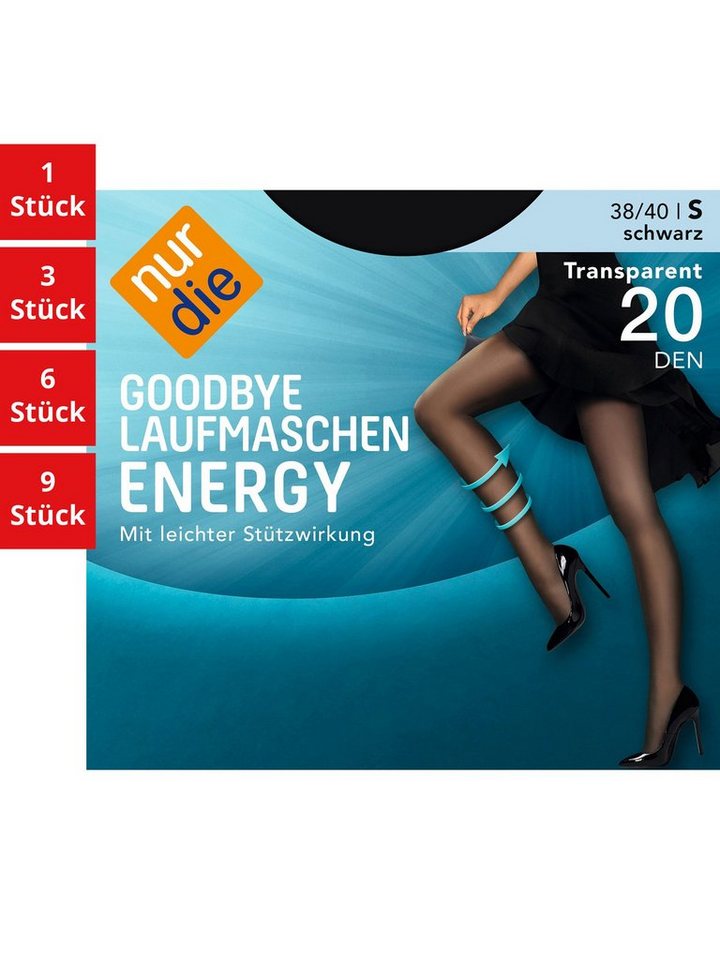 Nur Die Feinstrumpfhose Goodbye Laufmaschen Energy 20 DEN Damen (1er/3er/6er/9er Pack 1 St) nylon transparent Fein-strumpfhose durchsichtig frauen multi-pack matt von Nur Die