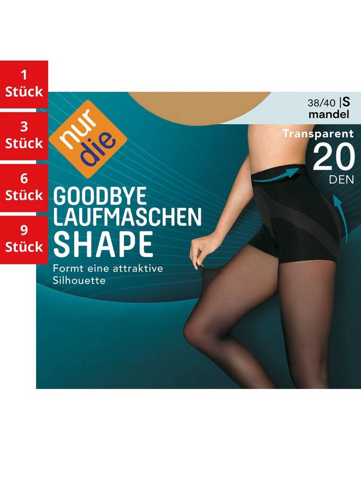 Nur Die Feinstrumpfhose Goodbye Laufmaschen Shape 20 DEN Damen (1er/3er/6er/9er Pack 1 St) nylon transparent Fein-strumpfhose durchsichtig frauen multipack von Nur Die