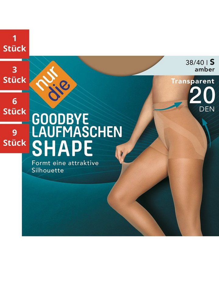 Nur Die Feinstrumpfhose Goodbye Laufmaschen Shape 20 DEN Damen (1er/3er/6er/9er Pack 1 St) nylon transparent Fein-strumpfhose durchsichtig frauen multipack von Nur Die