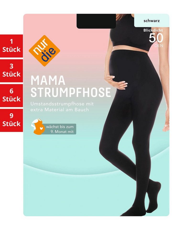 Nur Die Feinstrumpfhose Mama 50 DEN Damen (1er/3er/6er/9er Pack 1 St) nylon blickdicht schwangerschaft umstandsmode Fein-strumpfhose frauen von Nur Die