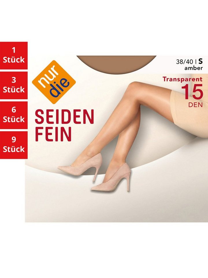 Nur Die Feinstrumpfhose Seidenfein 15 DEN Damen (1er/3er/6er/9er Pack 1 St) nylon transparent Fein-strumpfhose durchsichtig frauen multipack glanz von Nur Die