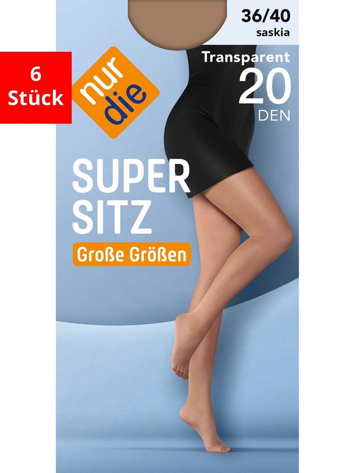 Nur Die Feinstrumpfhose Supersitz Große Größen 20 DEN (6 St) von Nur Die