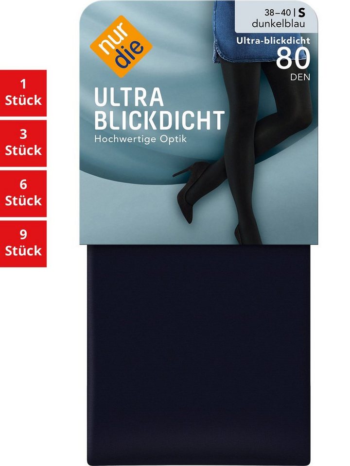 Nur Die Feinstrumpfhose Ultra Blickdicht 80 DEN Damen (1er/3er/6er/9er Pack 3 St) nylon blickdicht opaque frauen multi-pack Fein-strumpfhose softbund von Nur Die