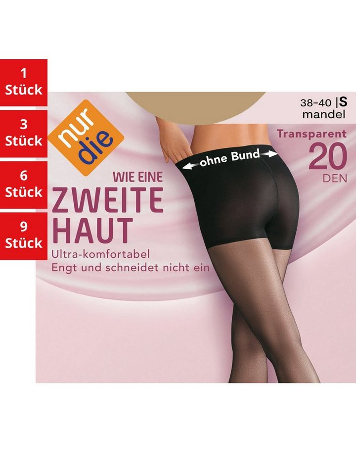 Nur Die Feinstrumpfhose Wie eine zweite Haut 20 DEN Damen (1er/3er/6er/9er Pack 1 St) nylon transparent Fein-strumpfhose frauen durchsichtig multipack seide von Nur Die