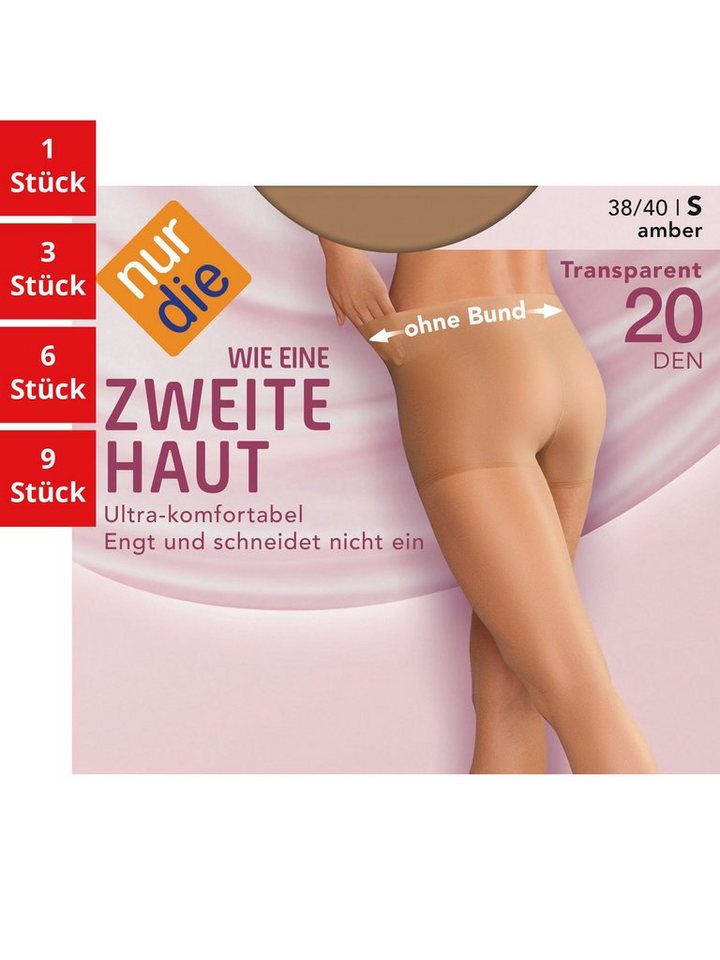 Nur Die Feinstrumpfhose Wie eine zweite Haut 20 DEN Damen (1er/3er/6er/9er Pack 1 St) nylon transparent Fein-strumpfhose frauen durchsichtig multipack seide von Nur Die