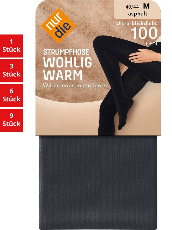 Nur Die Feinstrumpfhose Wohlig-Warm 100 DEN Damen (1er/3er/6er/9er Pack 1 St) nylon blickdicht opaque Fein-strumpfhose frauen multi-pack seidenmatt von Nur Die